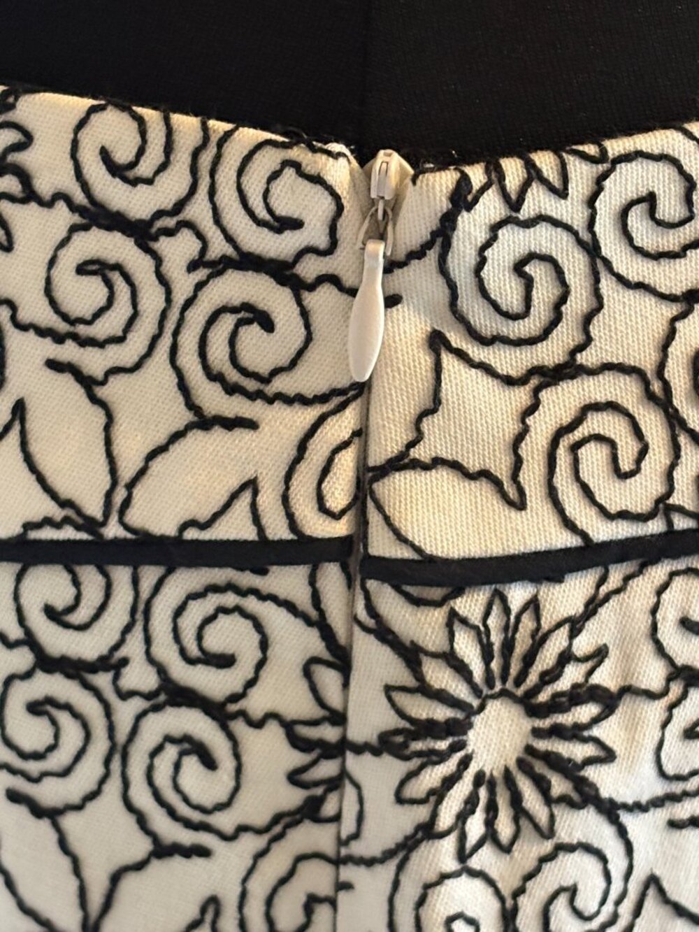 Nanette Lepore Embroidered Trumpet Skirt, Black & Ivory 8 - Picture 6 of 8